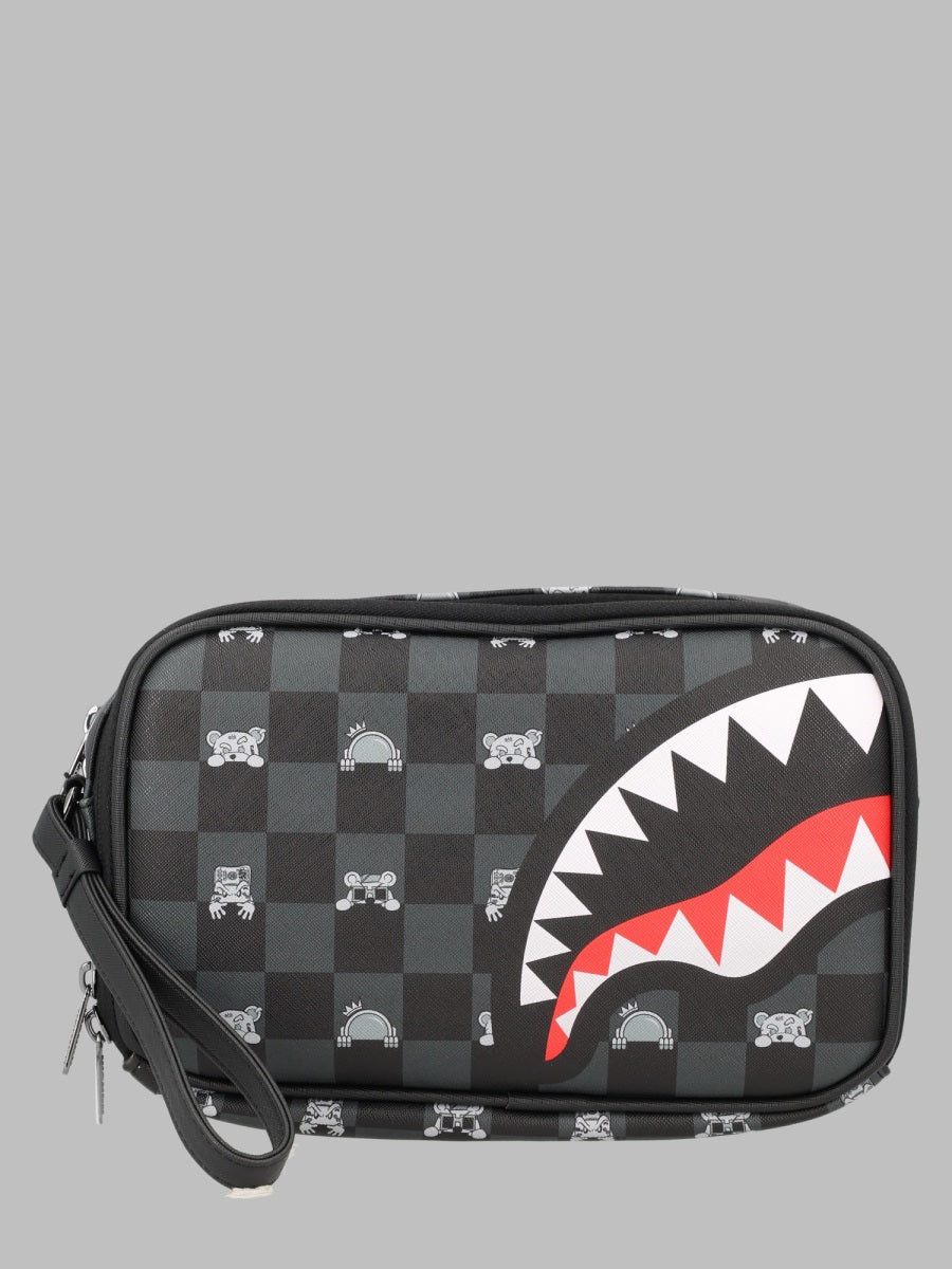 Toiletry Brick Peeking Character Multicolour Polyvinyl Chloride Clutch Bags