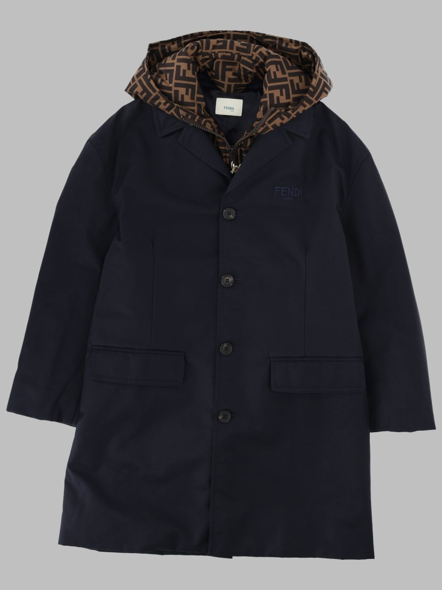 Trench Coat Double-Front Blue Cotton & Raincoats