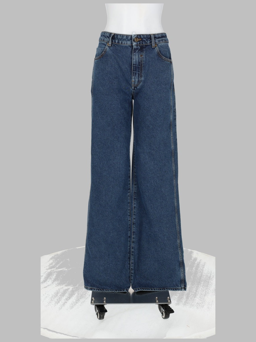 Jeans Straight Leg Denim Blue Cotton