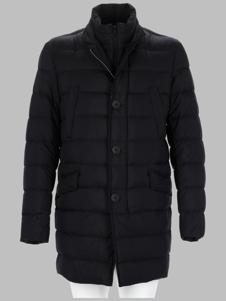 Long Quilted Coat Black Polyamide Trench & Raincoats