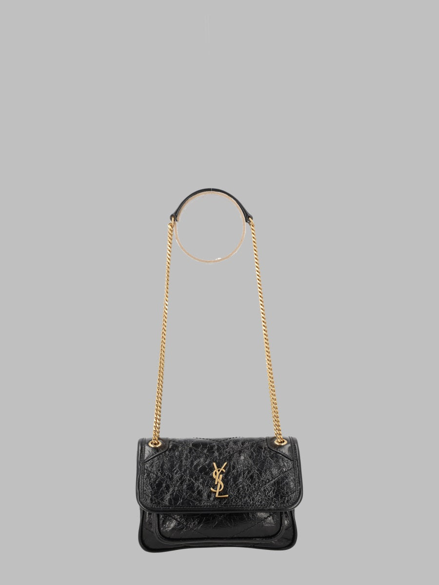 Leather Shoulder Bag Niki Mini Black Calf Skin