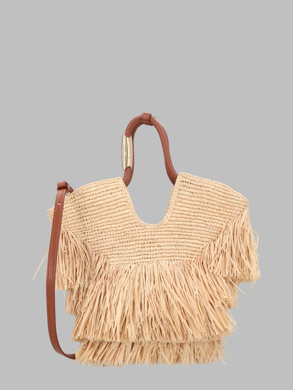 Tote Bag Goldentime Beige Raffia Handbags
