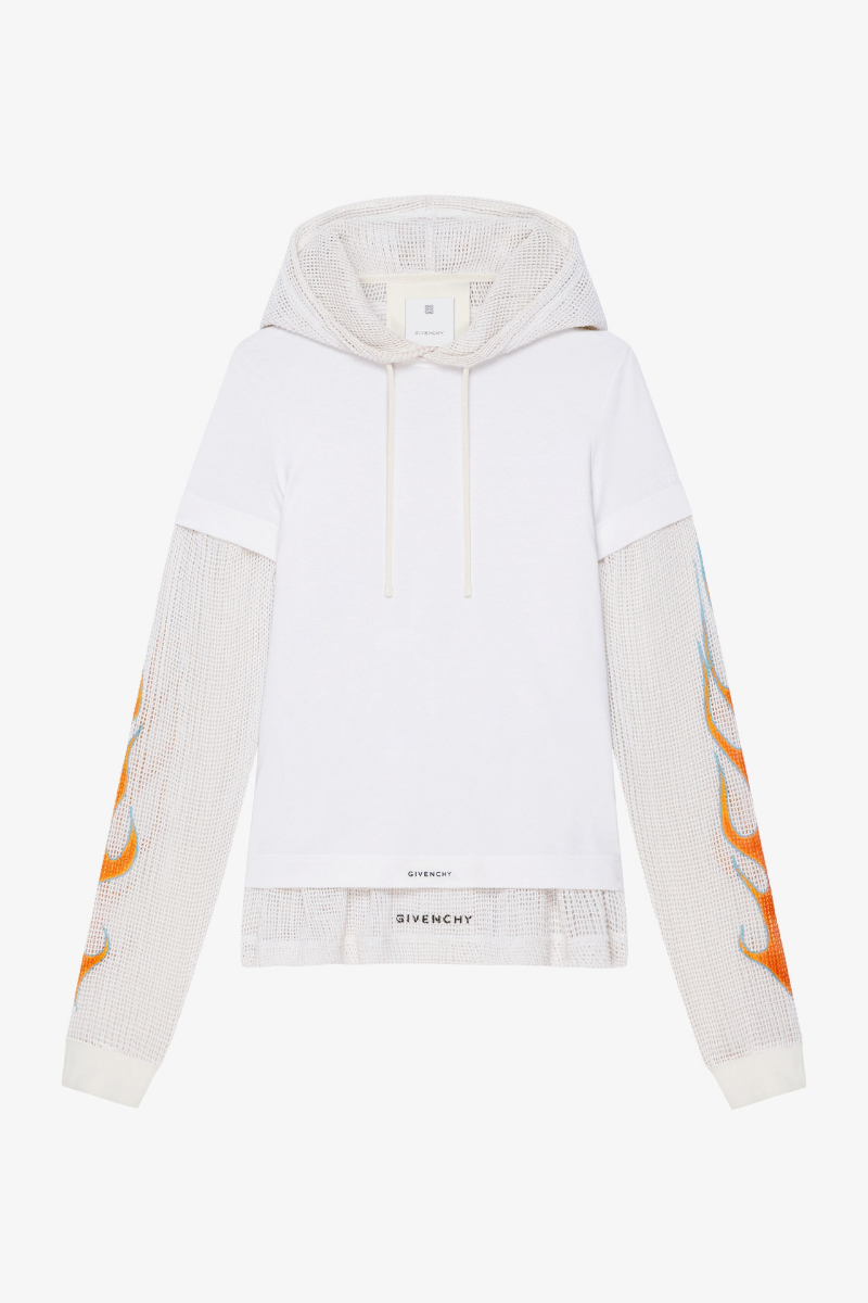 Givenchy Jersey & Mesh Hoodie All-In-One Look8-18_white White Clothing