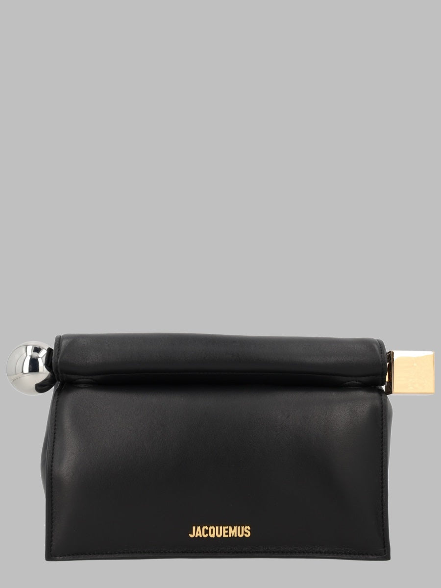 Clutch Bag Rond Carré Black Cow Leather