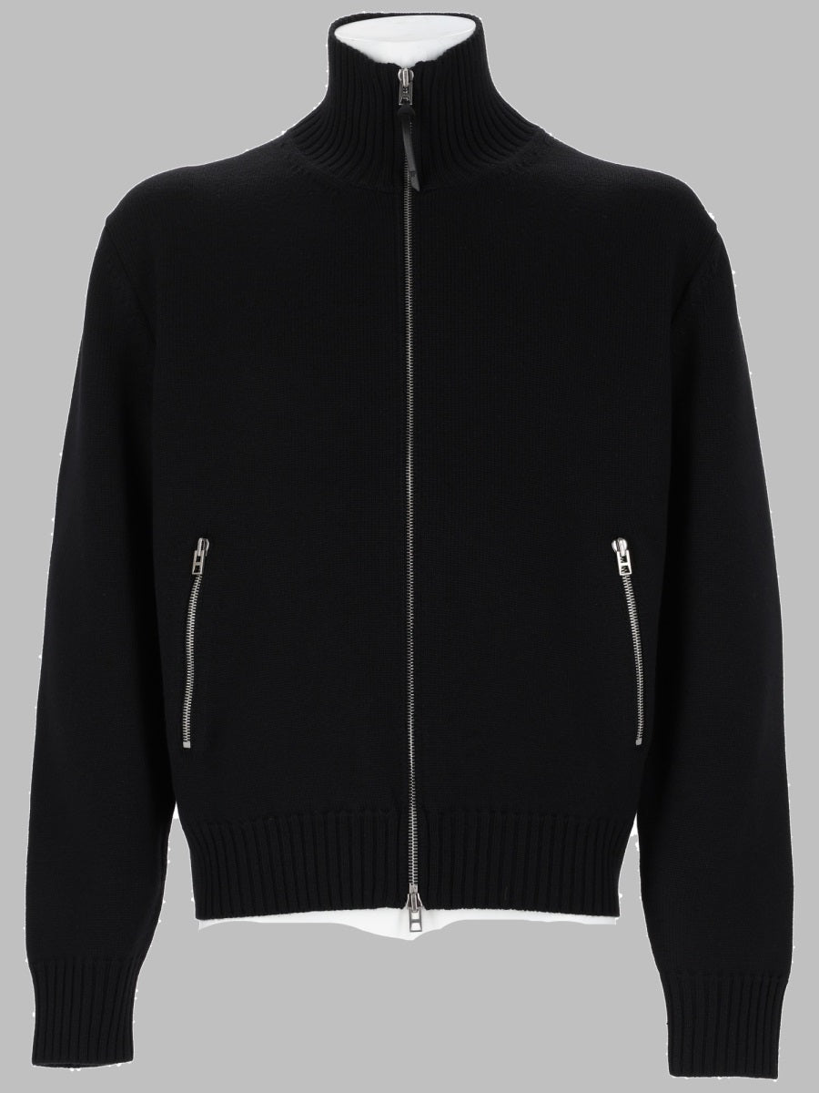 Merino Wool Zip Jumper With Patch Black Jumpers