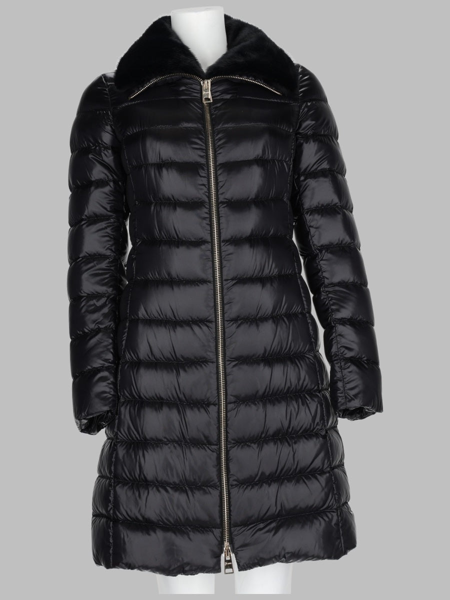 Quilted Long Down Jacket Black Polyamide Trench & Raincoats
