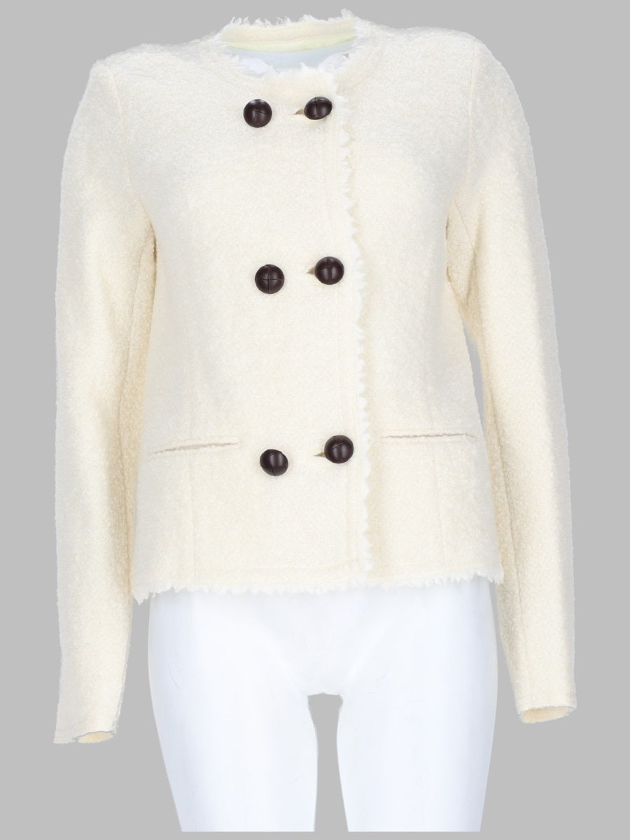 Jacket Suely Bouclé Ivory Wool Viscose Alpaca Polyamide