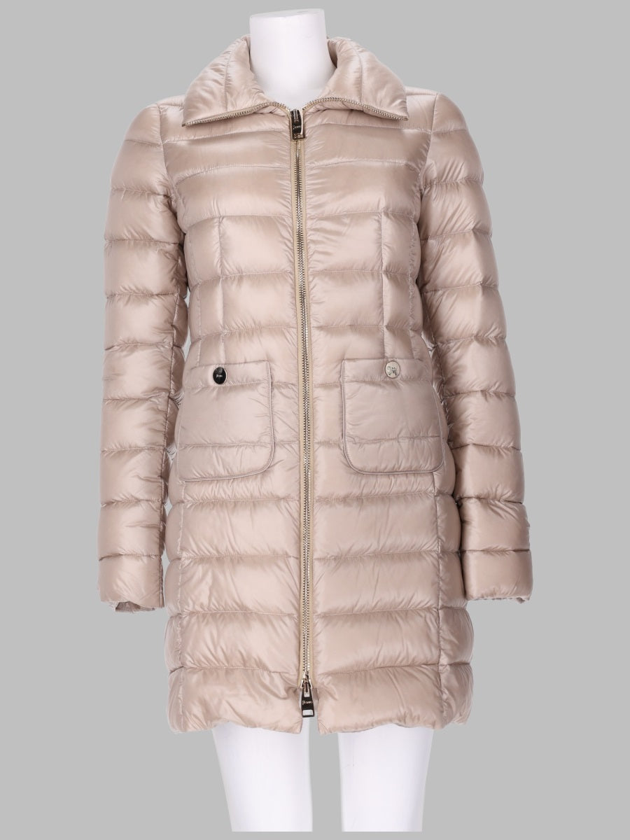 Long Down Jacket Maria Beige Polyamide Trench & Raincoats