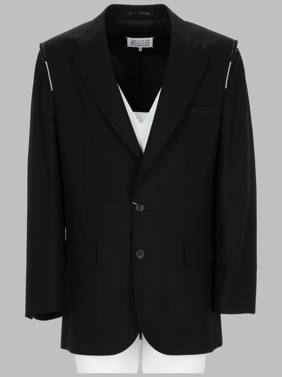 Single-Breasted Wool Jacket Black Virgin