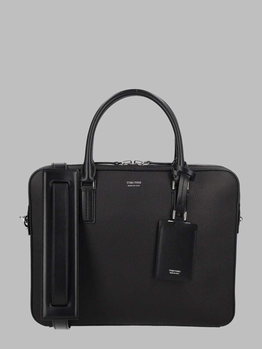 Travel Bag Leather Black Shoulder