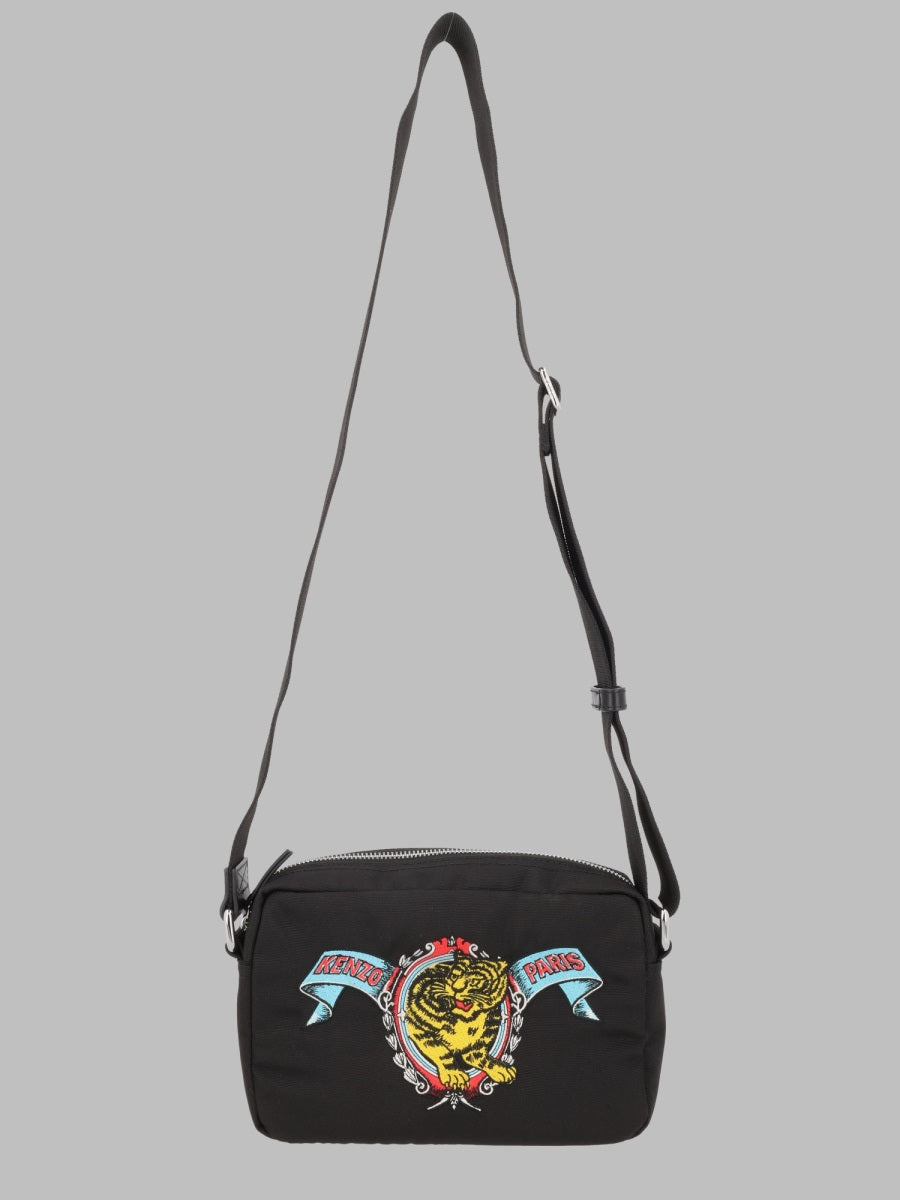 Shoulder Bag Jumping Tiger Black Polyester