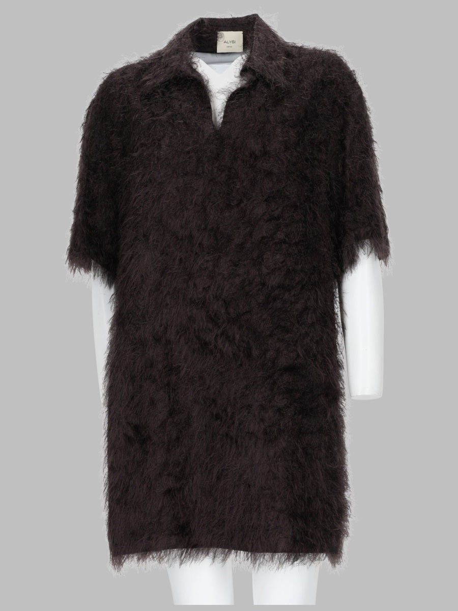 Short Dress Fringes Purple Viscose