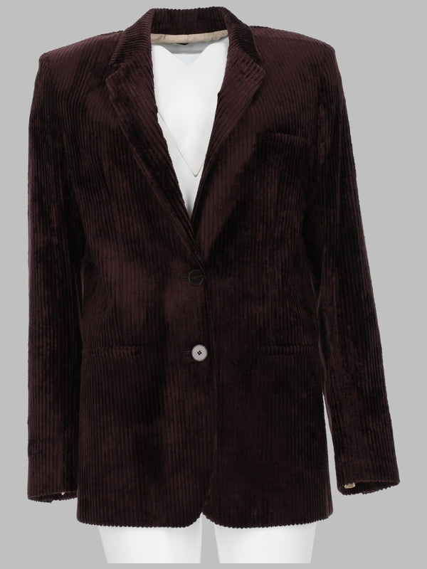 Jacket Single-Breasted Corduroy Burgundy Viscose Cotton