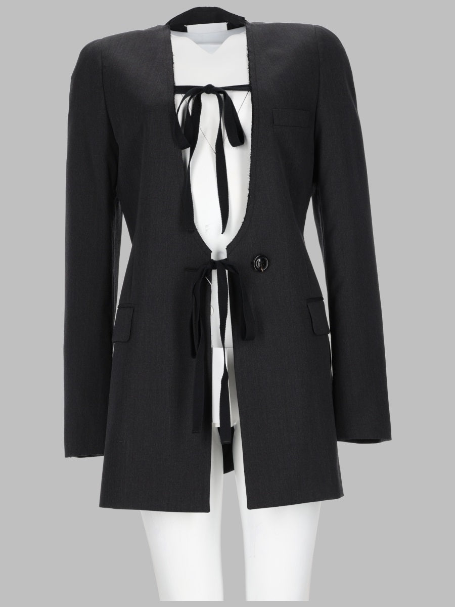 Jacket Pinstripe Wool Black Virgin