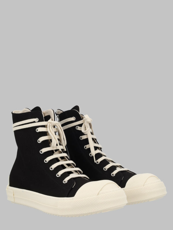 High-Top Denim Sneakers Black Cotton Trainers
