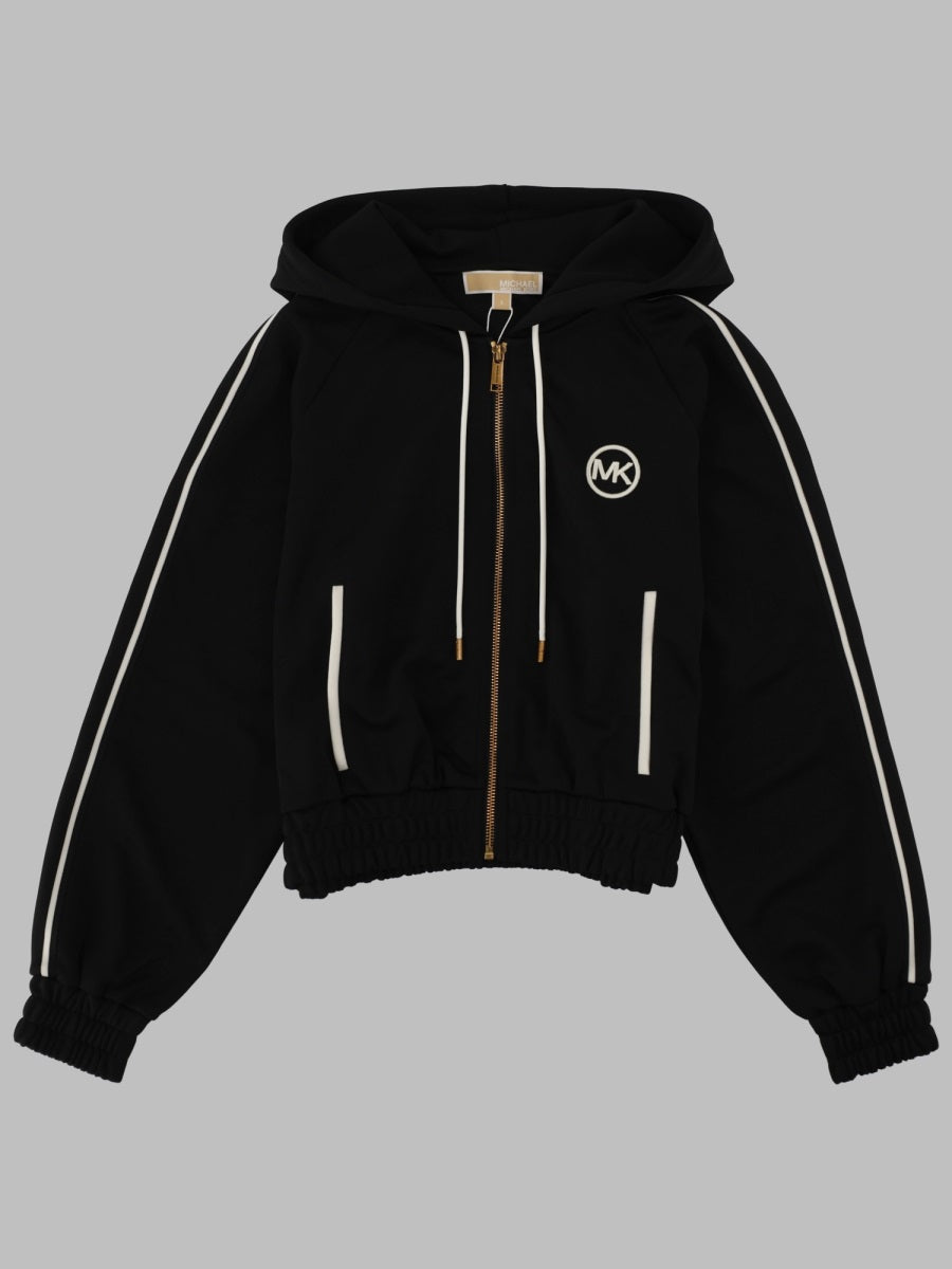 Zip-Up Piqué Logo Sweatshirt Black Polyester Sweatshirts