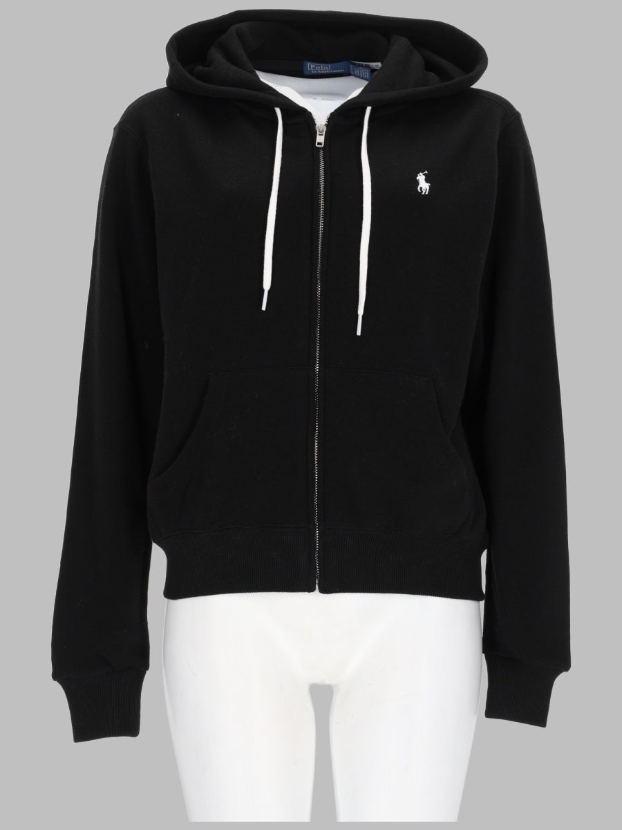 Zip-Up Sweatshirt With Logo Black Cotton Sweatshirts