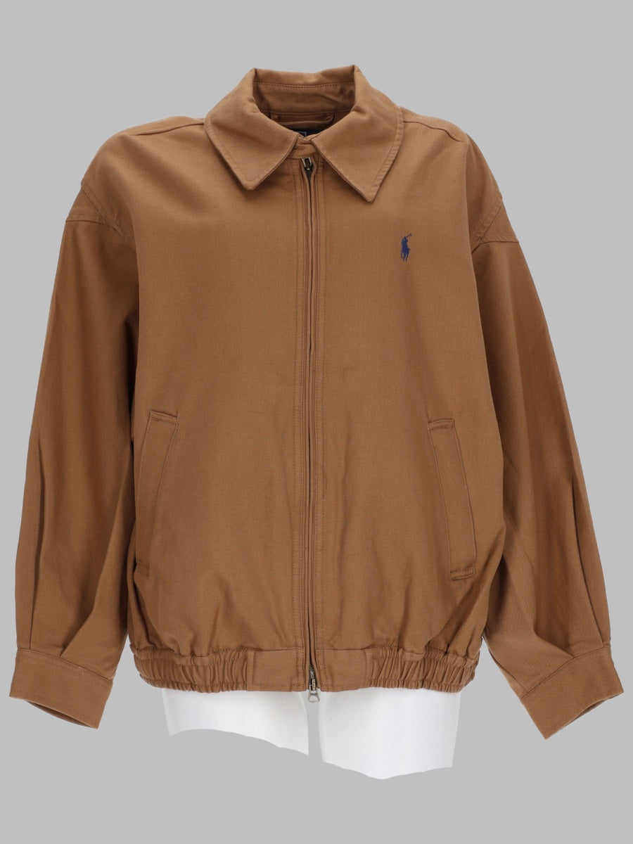 Logo-Embroidered Cotton Bomber Jacket Brown