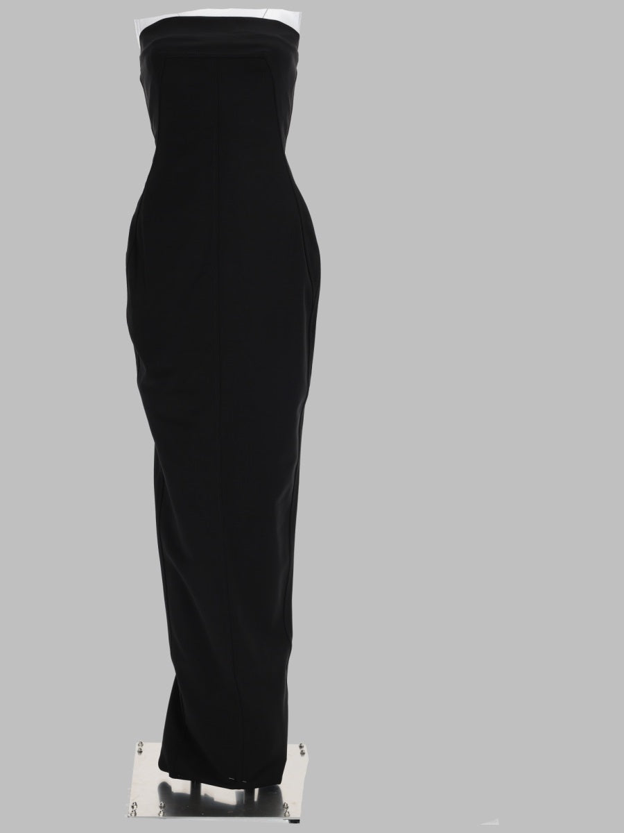 Long Bustier Gown Black Wool Blend New