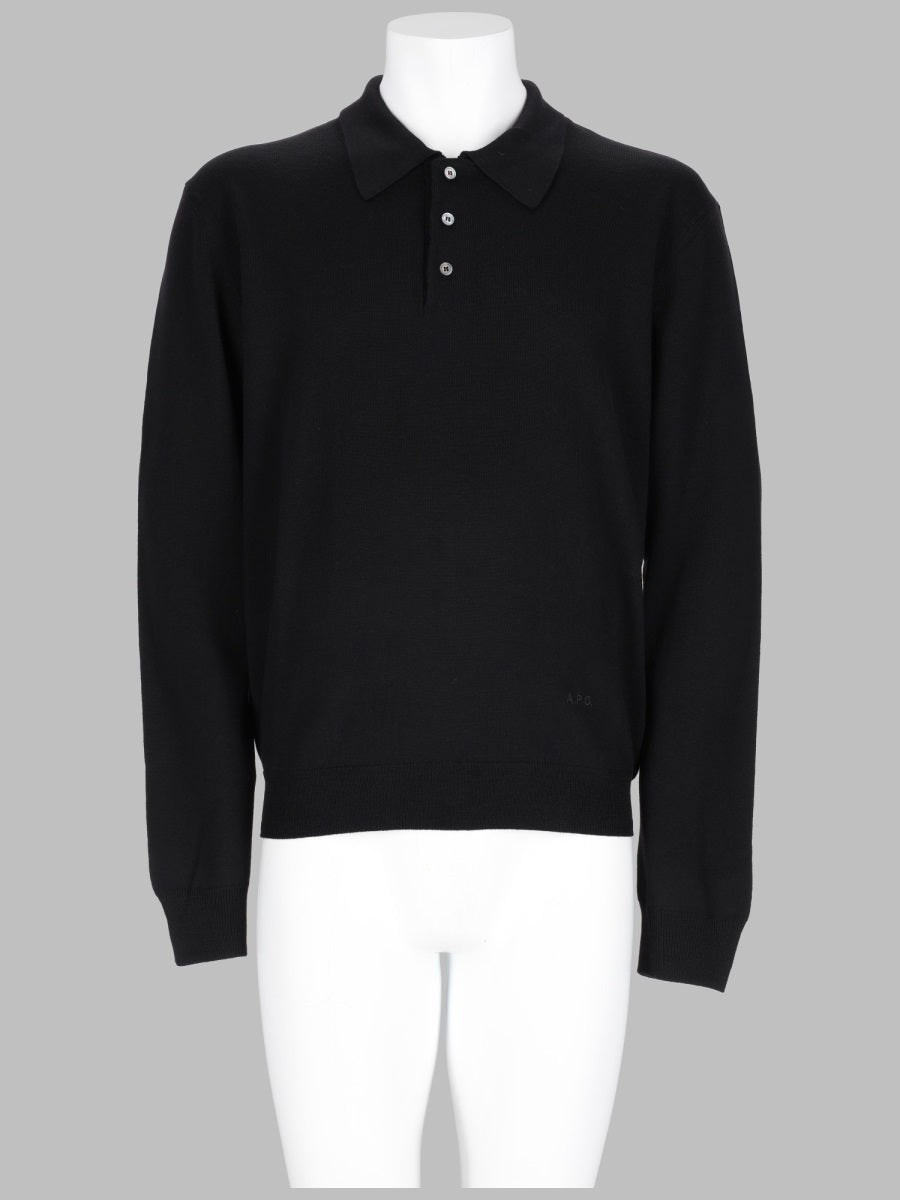 Knit Polo Shirt Riou Black Virgin Wool