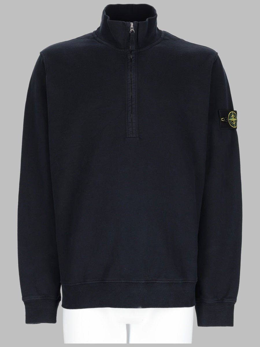 Short Zip Cotton Sweatshirt Blue Sweatshirts