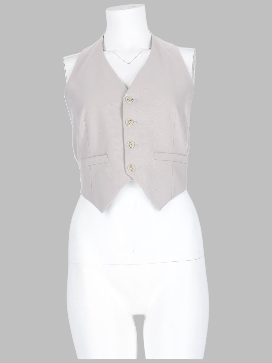 Wool Blend Gilet With Buttons Grey Polyester Waistcoats & Gilets
