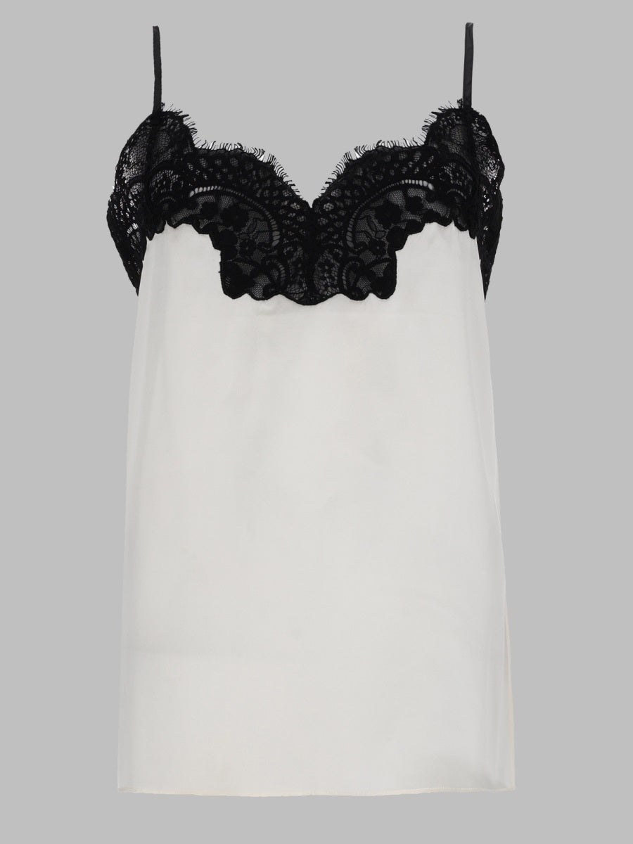 Silk And Lace Top Ivory Tops