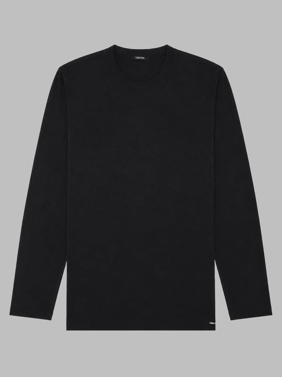 Long-Sleeved T-Shirt Black Cotton-Modal T-shirts