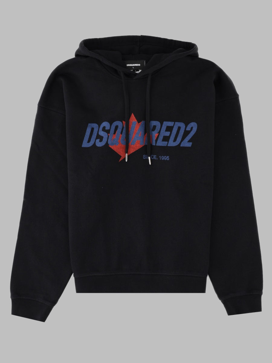 Relaxed Fit Logo Print Sweatshirt Black Cotton Sweatshirts