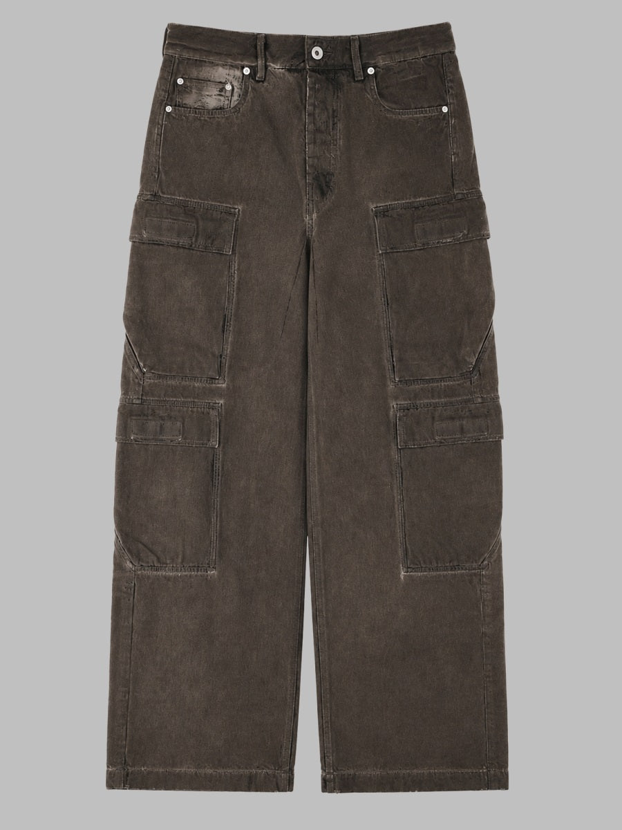 Cargo Jeans Cotton Denim Brown