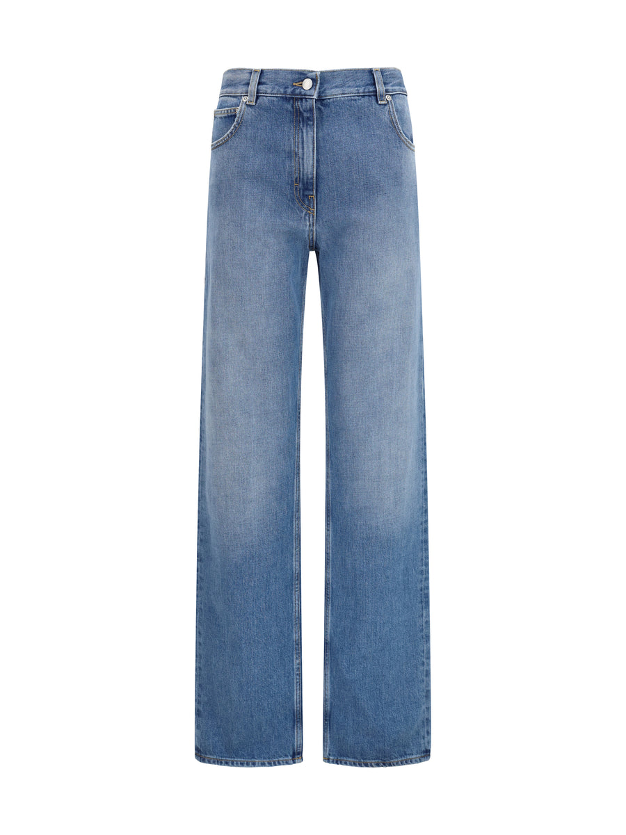Straight-Leg Jeans Light Blue Cotton