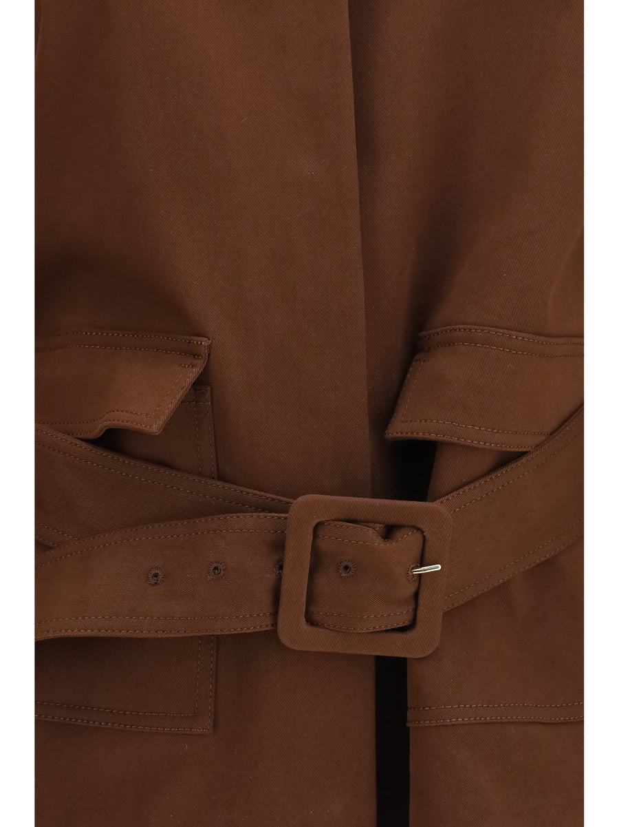 Short Jacket With Belt And Suede Details Ebony Cotton