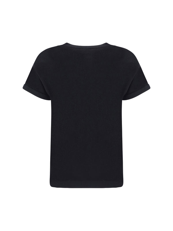 T-Shirt Cashmere Glitter Black Knitwear