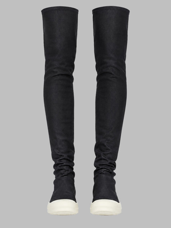 High Sock Sneaker Boots Black Cotton
