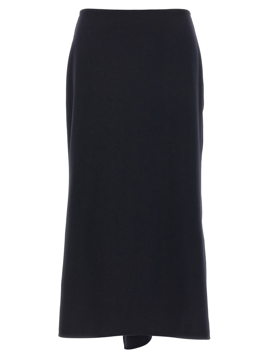 Victoria Beckham Kick Detail Wool Crêpe Skirt — Black