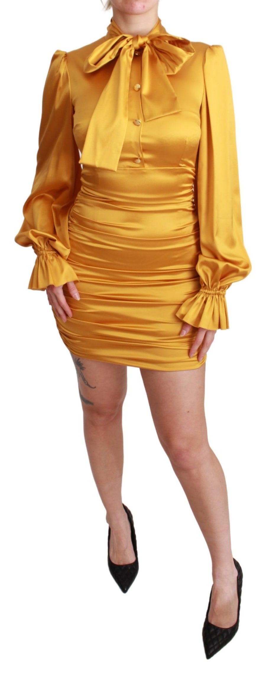 Dolce & Gabbana 96% Silk dress in yellow