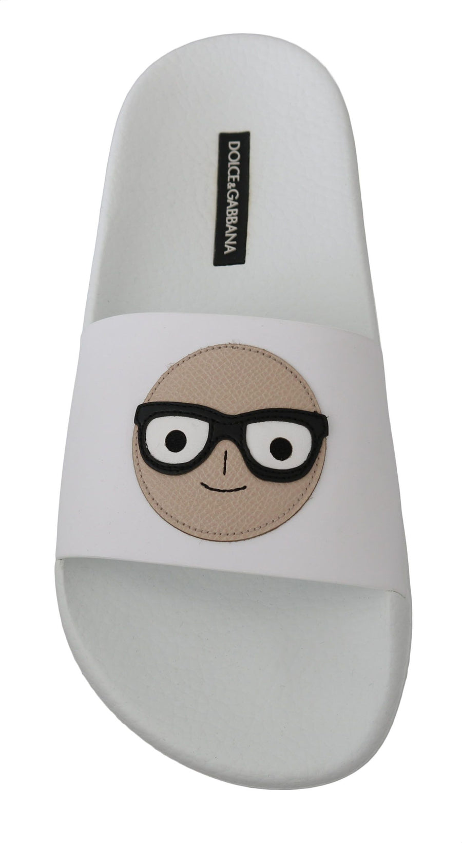 Dolce & Gabbana 100% Leather top slide sandal in white