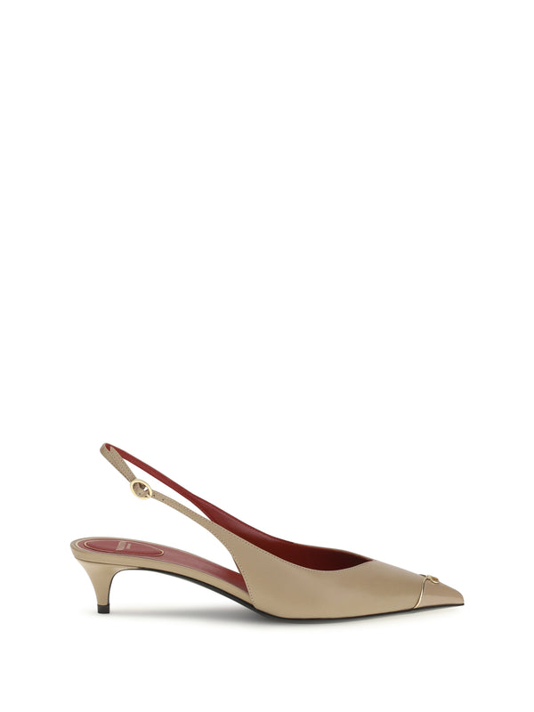 Valentino Garavani Upper: 100% calf leather; Sole: 100% rubber slingback heel in beige