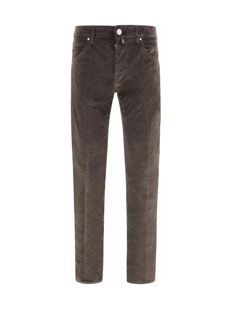 Pants Straight-Leg Corduroy Brown Cotton Jean