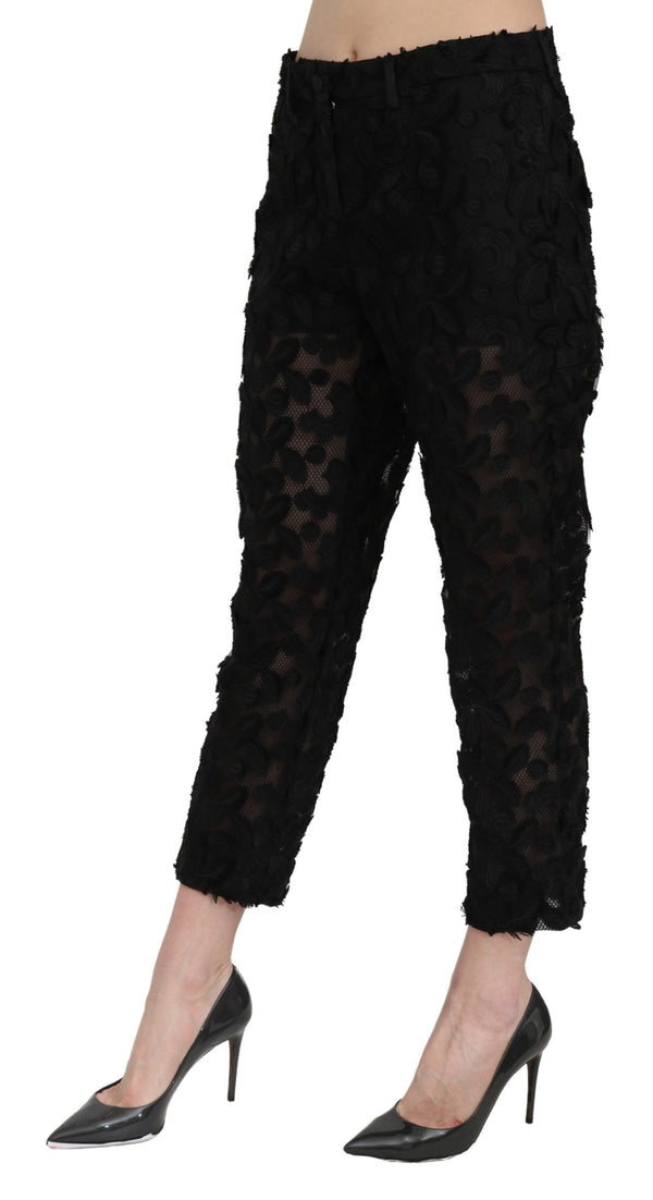 Dolce & Gabbana 92% Polyester 8% Silk trousers in black