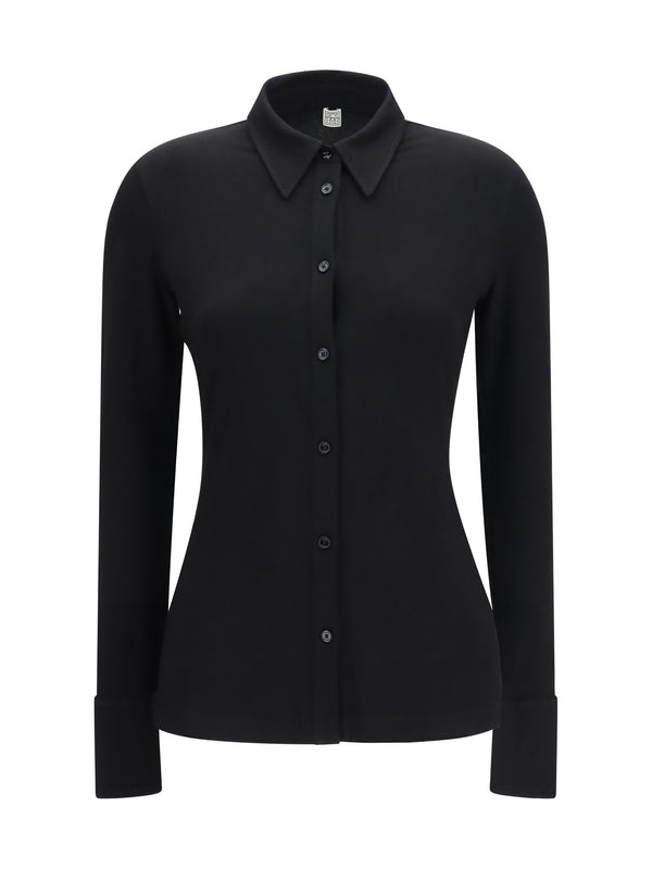 Viscose Shirt High Cuffs Black