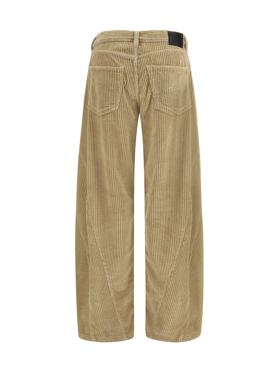 Barrel Janine Corduroy Jeans Light Khaki Cotton