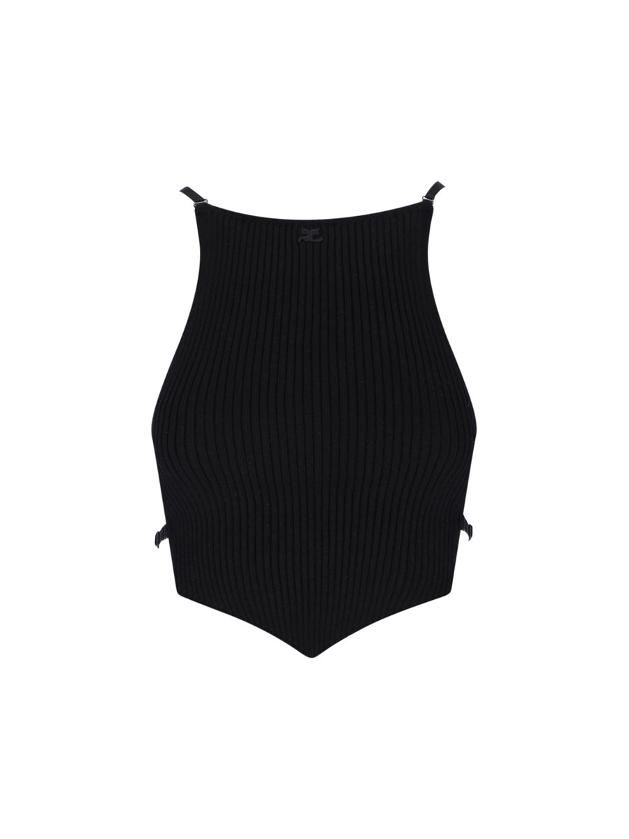 CourrèGes 70% Viscose tank top in black