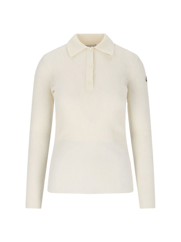 Moncler 82% Cotton polo top in white