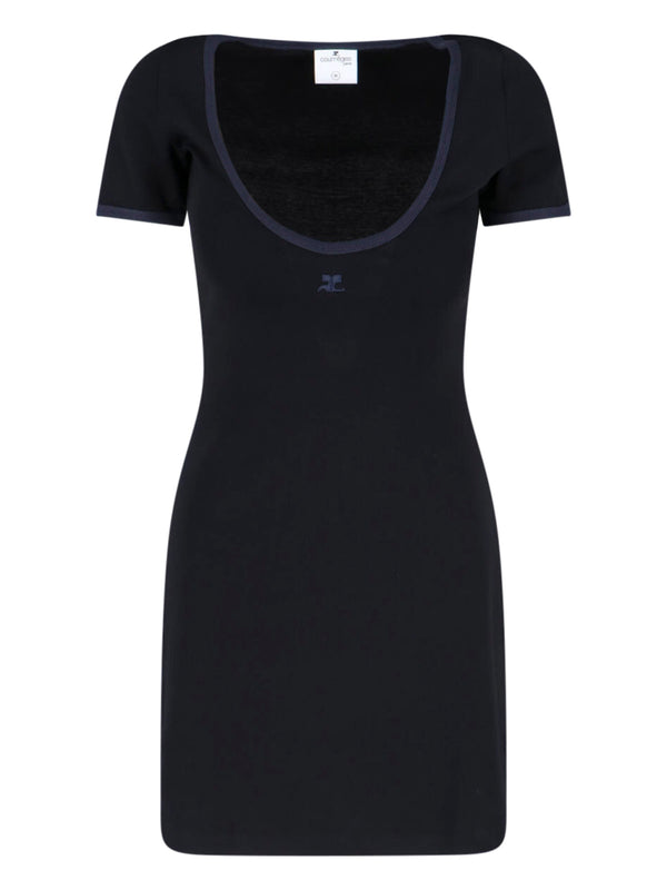 CourrèGes 100% Cotton dress in black