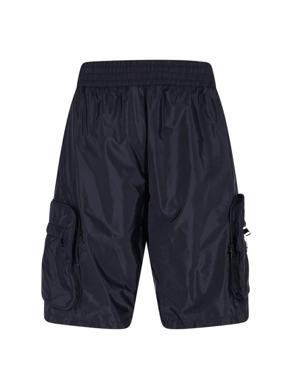 Moncler Genius 100% polyamide cargo shorts in navy