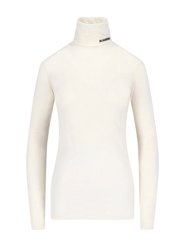 Jil Sander 55% Polyester turtleneck in white