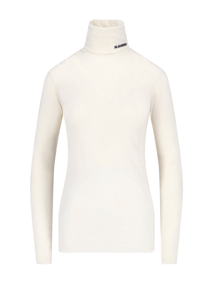 Jil Sander 55% Polyester turtleneck in white