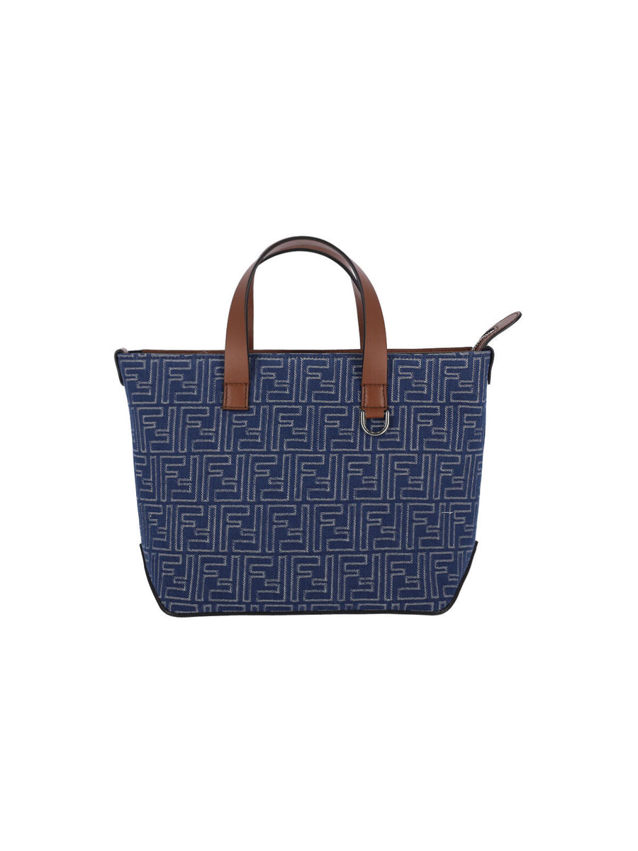 Fendi Augo 100% Cotton tote bag in navy