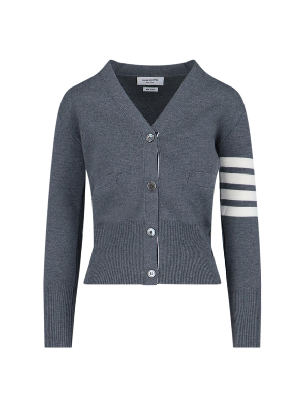 Thom Browne 100% virgin wool cardigan in gray